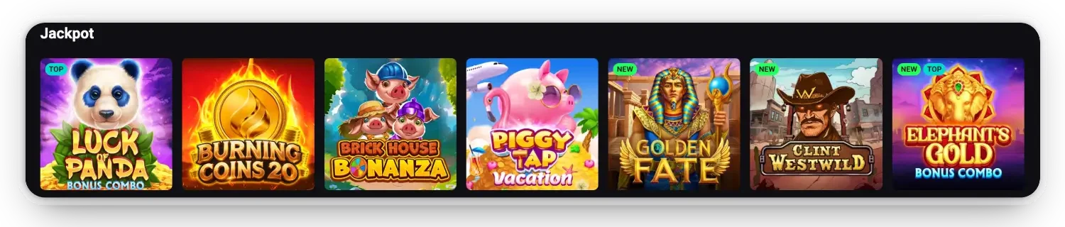 Jackpot games section