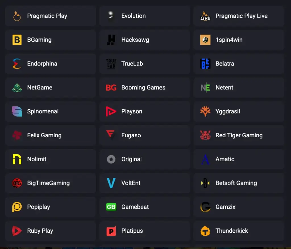 Game Providers' logos at Amonbet Casino